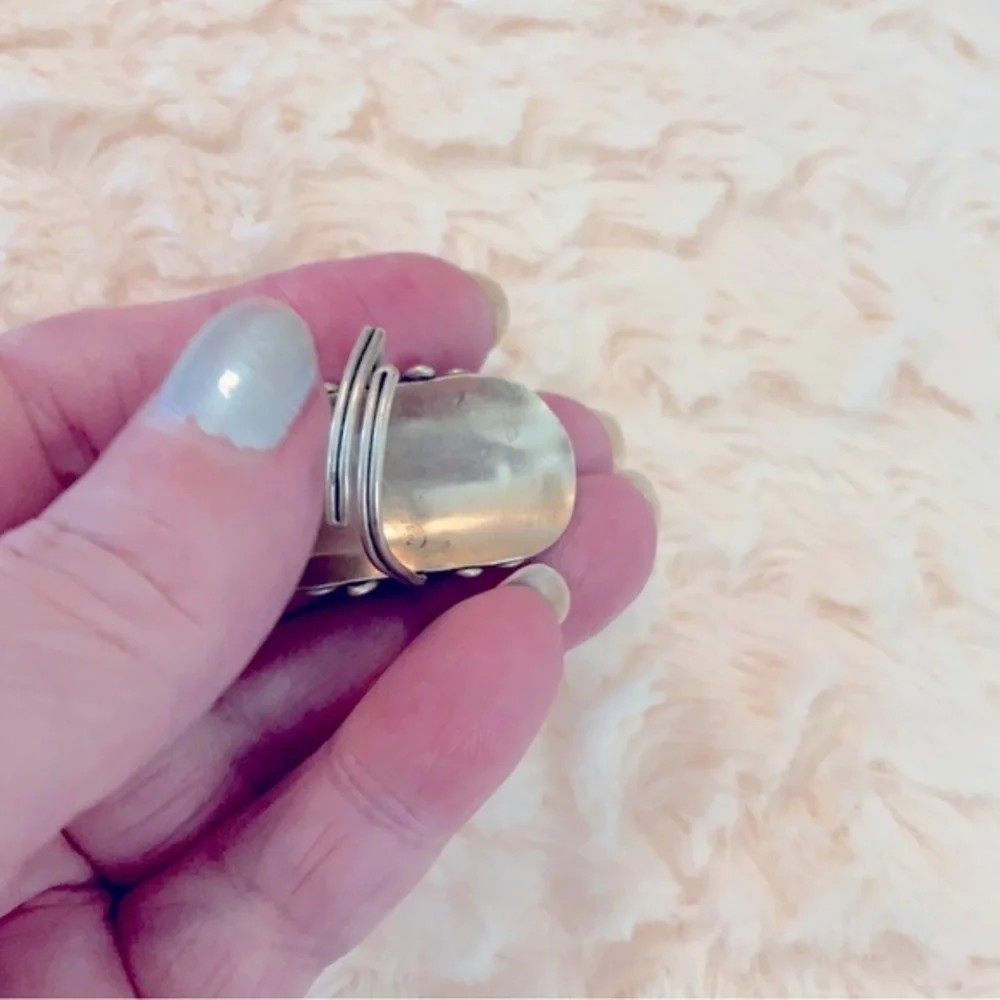 Blue stone Sterling Silver Handcrafted Large Adjustable One Size Fits Most - Picture 10 of 10